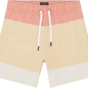 Stylish Men's Swim Board Shorts in Orange and Tan